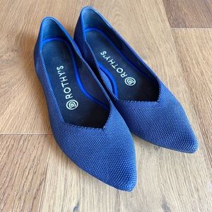 Rothy’s The Point Flat Pointy Toe Shoe Maritime Navy Sz 8